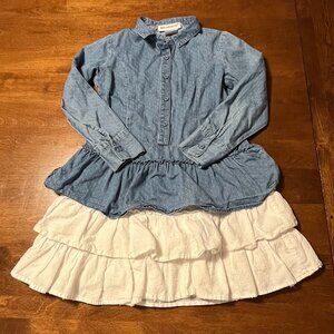 American Girl dress 7 chambray cotton blue white ruffle